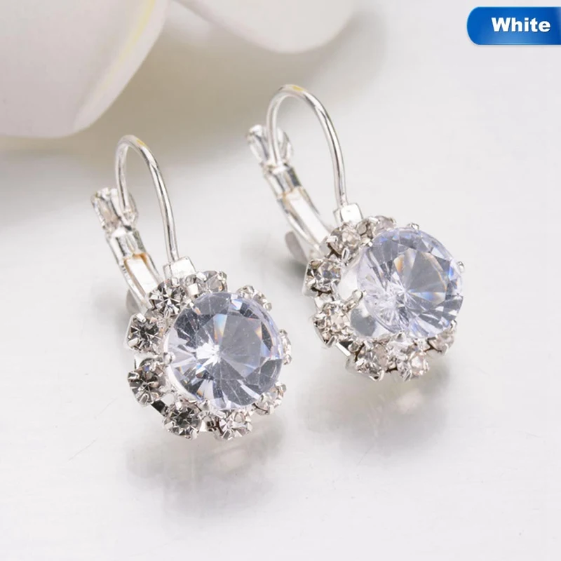 Multi-color Crystal Rhinestone Drop Earring Cube Zirconia Cuff for Women Statement Wedding Jewelry Pendientes Mujer | Украшения и