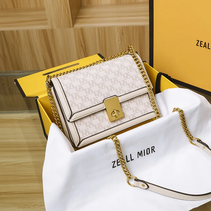 

Luxury Brand 100% Genuine Leather High-level Simple Printing Small Square Bag Elegant and Versatile One-shoulder Messenger Bag