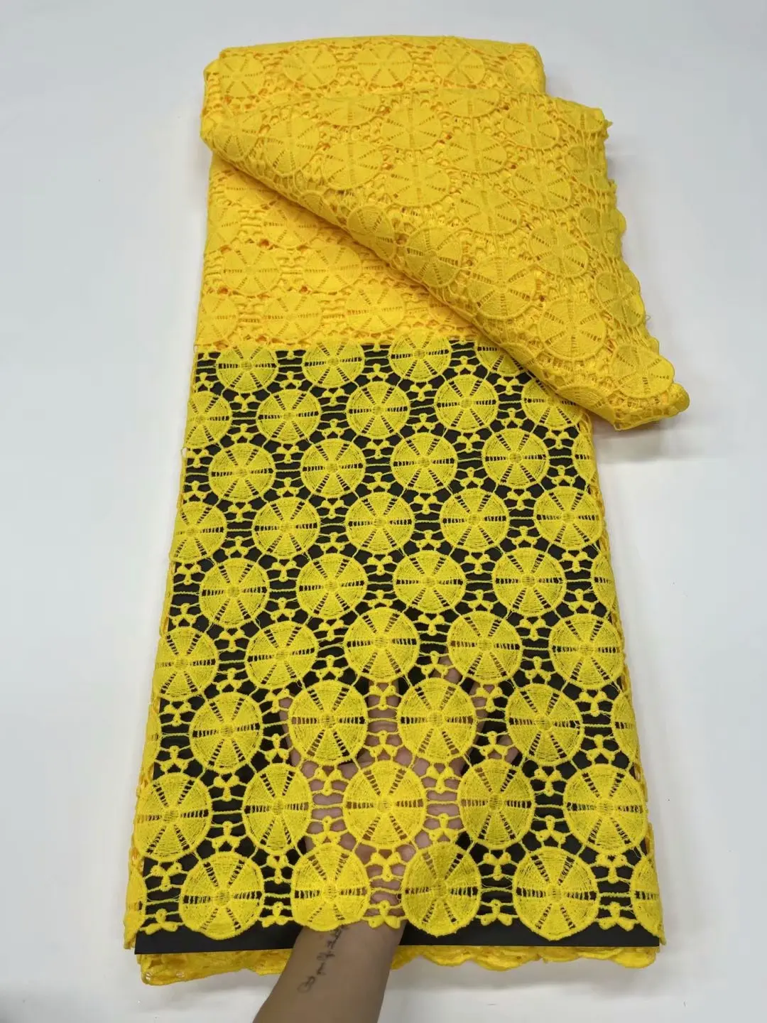 Простой желтый цвет высокое качество дешевый шнур гипюр кружево горячая