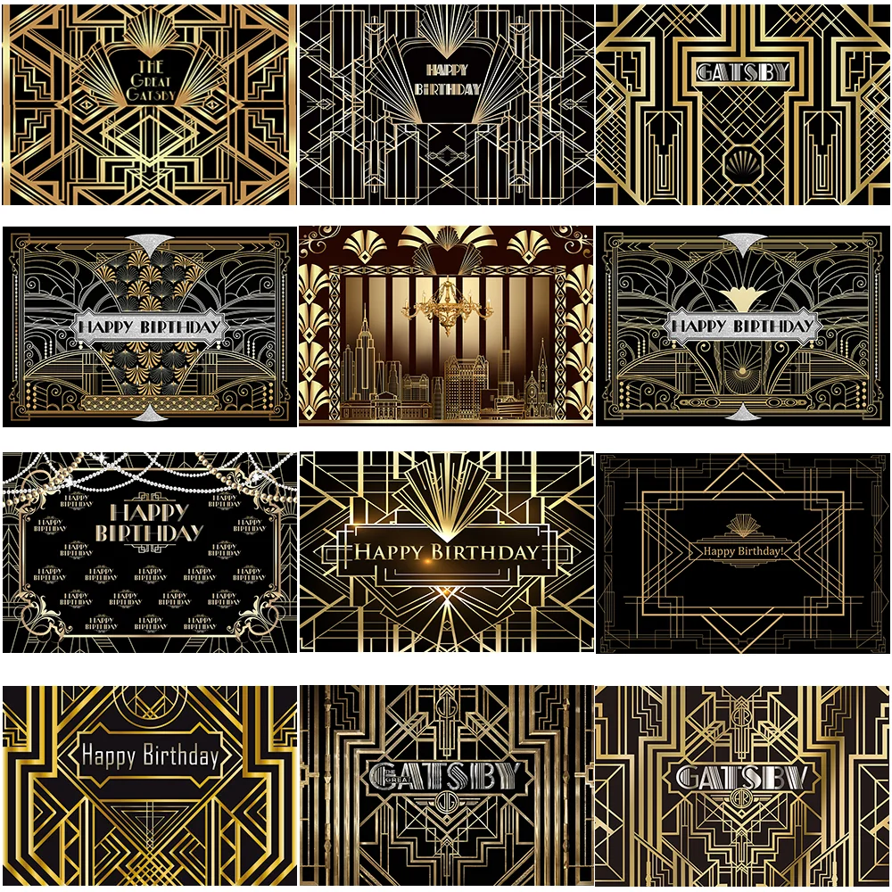 Great Gatsby тематическая вечеринка на день рождения фон для фотосъемки с черными и