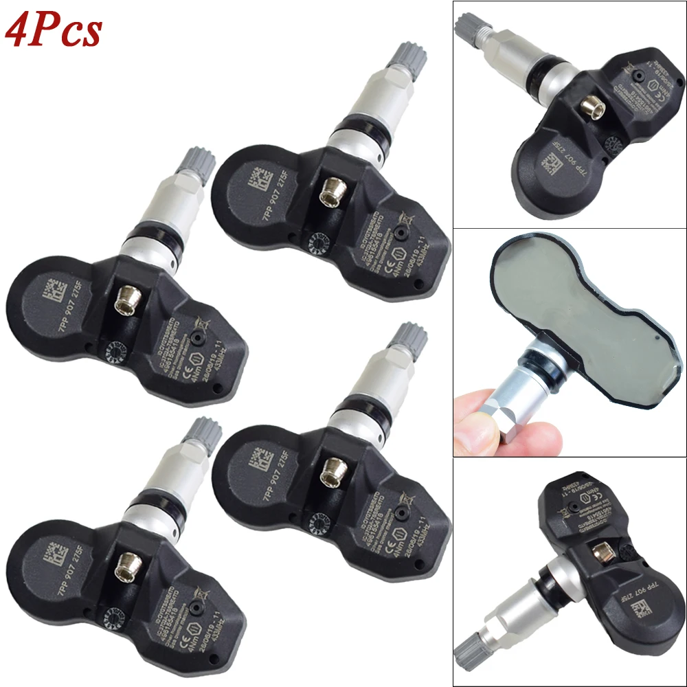 4Pcs Tire Pressure Monitoring System (TPMS) Sensor 7PP907275F 7PP907275 433Mhz For Audi A4 A6 A8 Q7 R8 Volkswagen 7PP907275D | Автомобили