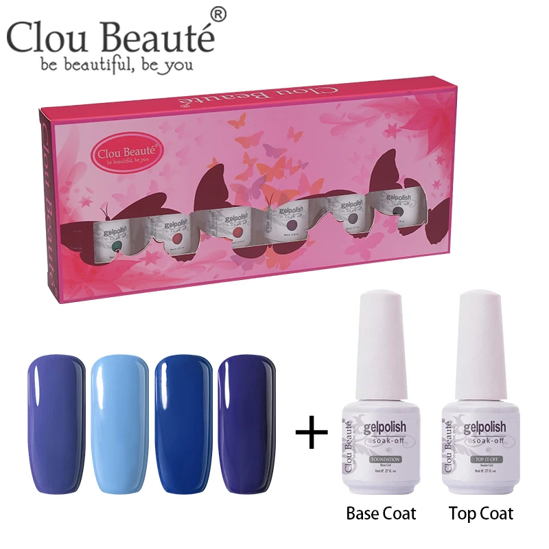 Clou Beaute 6 шт./компл. гель для ногтей профессиональная эмаль стойкий растворимый лак гель лак-основа верхнее покрытие Набор для украшения ногтей