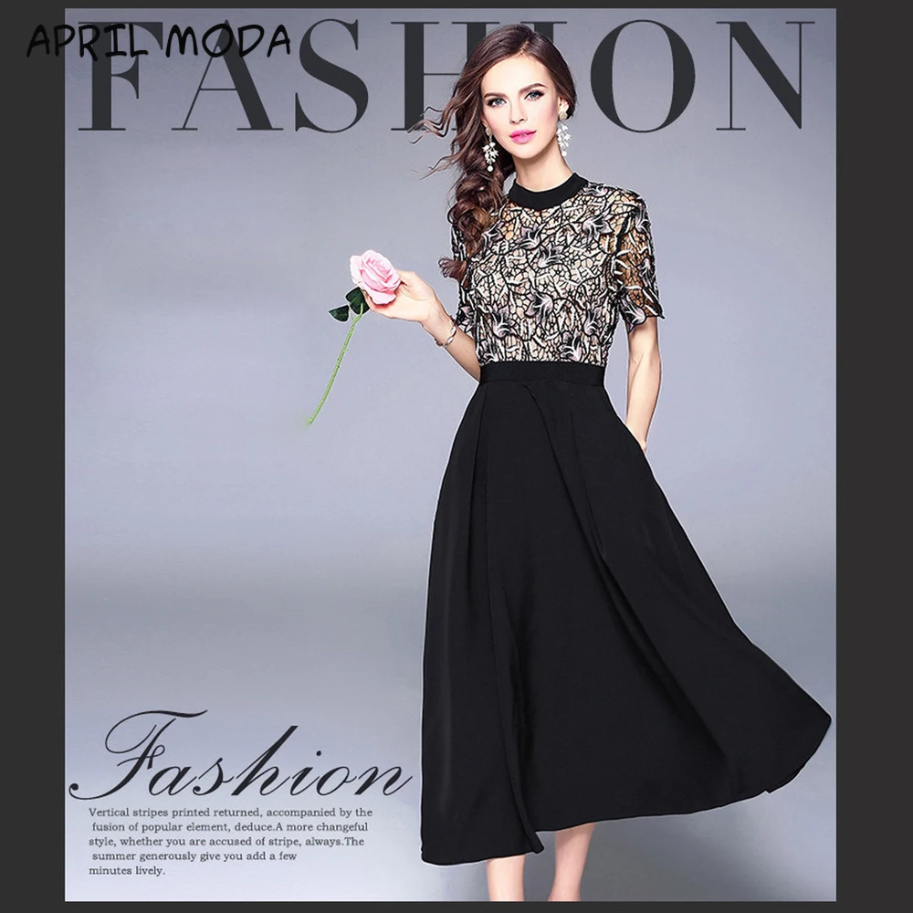 Женское винтажное платье из чистого хлопка элегантное с кружевной вышивкой