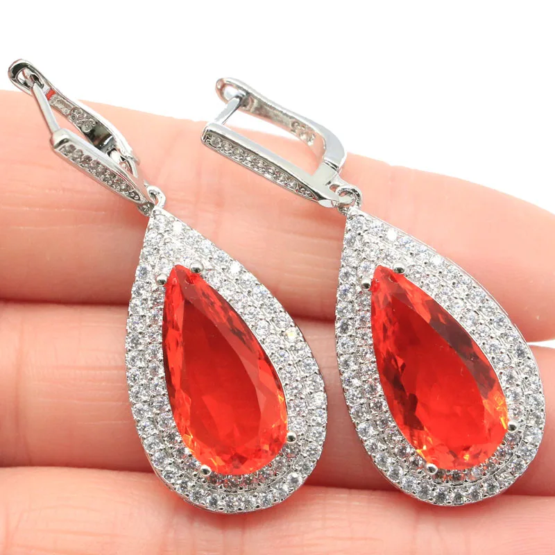 46x18 мм ювелирный набор юбилей создан падение Форма оранжевый Спессартин Гранат CZ