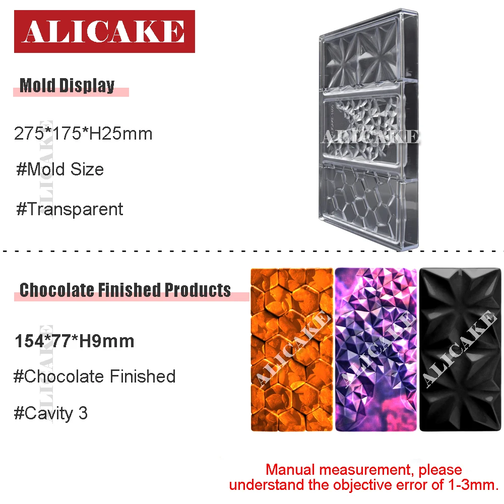 Chocolate Bar 3D Mold Polycarbonate Form Tray Confectionery Cake Decorating Baking Pastry Tools For | Дом и сад