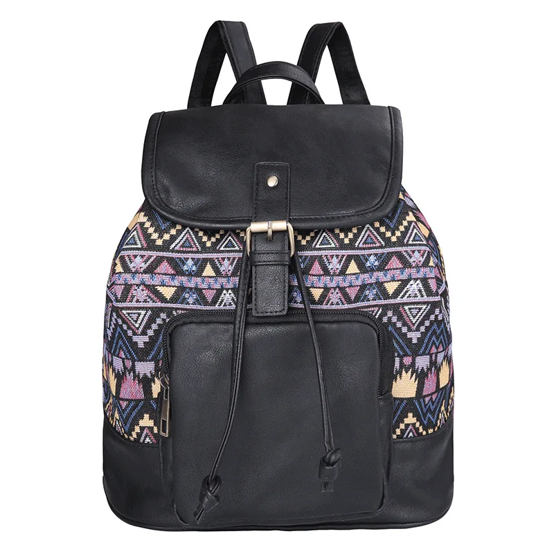

2021 New Ladies Print Backpack Canvas School Bag Large Capacity Youth Backpacks Retro Multi-function Travel Bags
