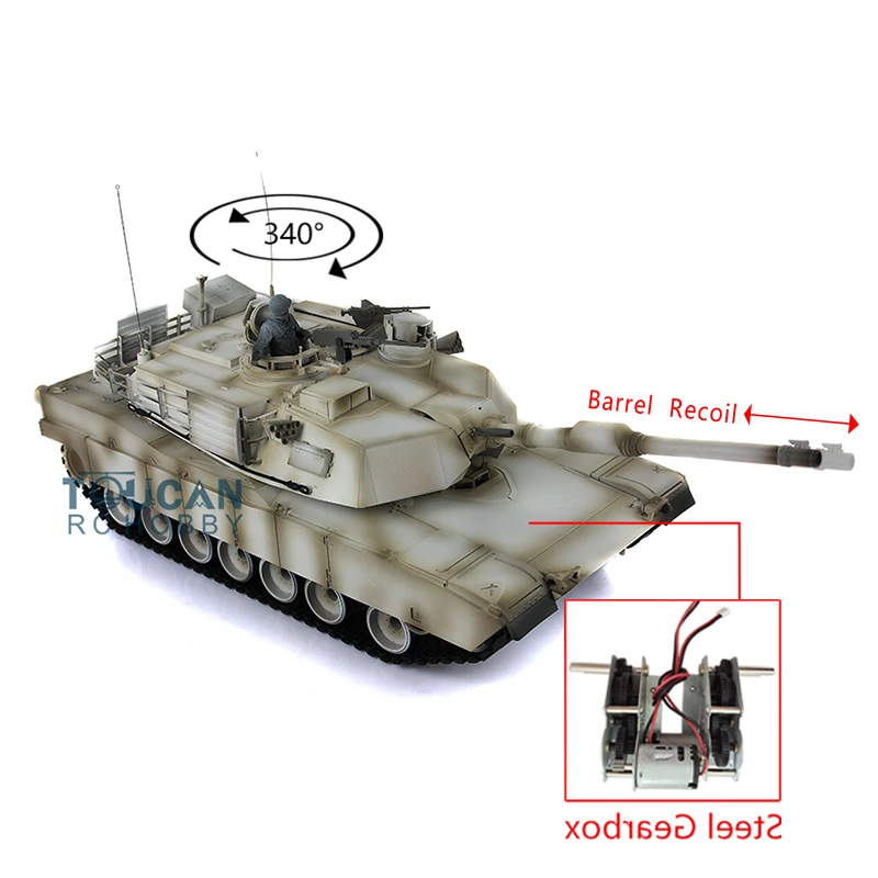Henglong 1/16 отдача ствола 6 0 Пластик M1A2 Абрамс Р/У танки 3918 Сталь редуктор TH17138