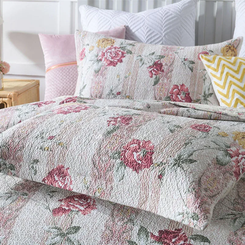 Online Trapunta In Cotone CHAUSUB Set 3 Pezzi Copriletto Da Giardino Rosa Sul Copriletto Federa Coperta Estiva Queen Size Per Copriletto Matrimoniale