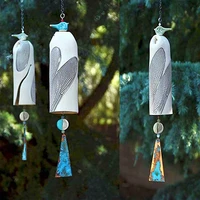 vintage yard garden campanula decoration crafts handmade resin bird wind chime for wall window door wind bell hanging ornaments