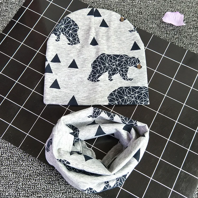 Laleben Cotton Children Cap Round Head Unisex Adjustable Animal Headwear Baby Hat Cartoon Toddler Kid Winter Hats Bibs Sets | Детская