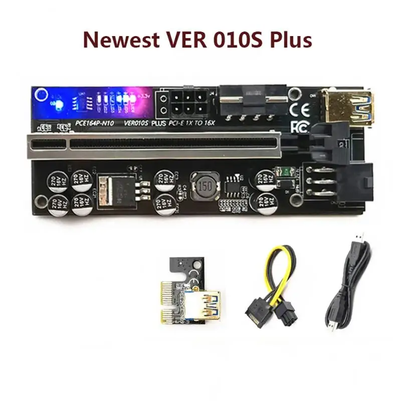 PCI-E Pcie Riser 010s Экспресс 1X 4x 8x 16x расширитель PCI E USB Райзер GPU двойная 6-контактная