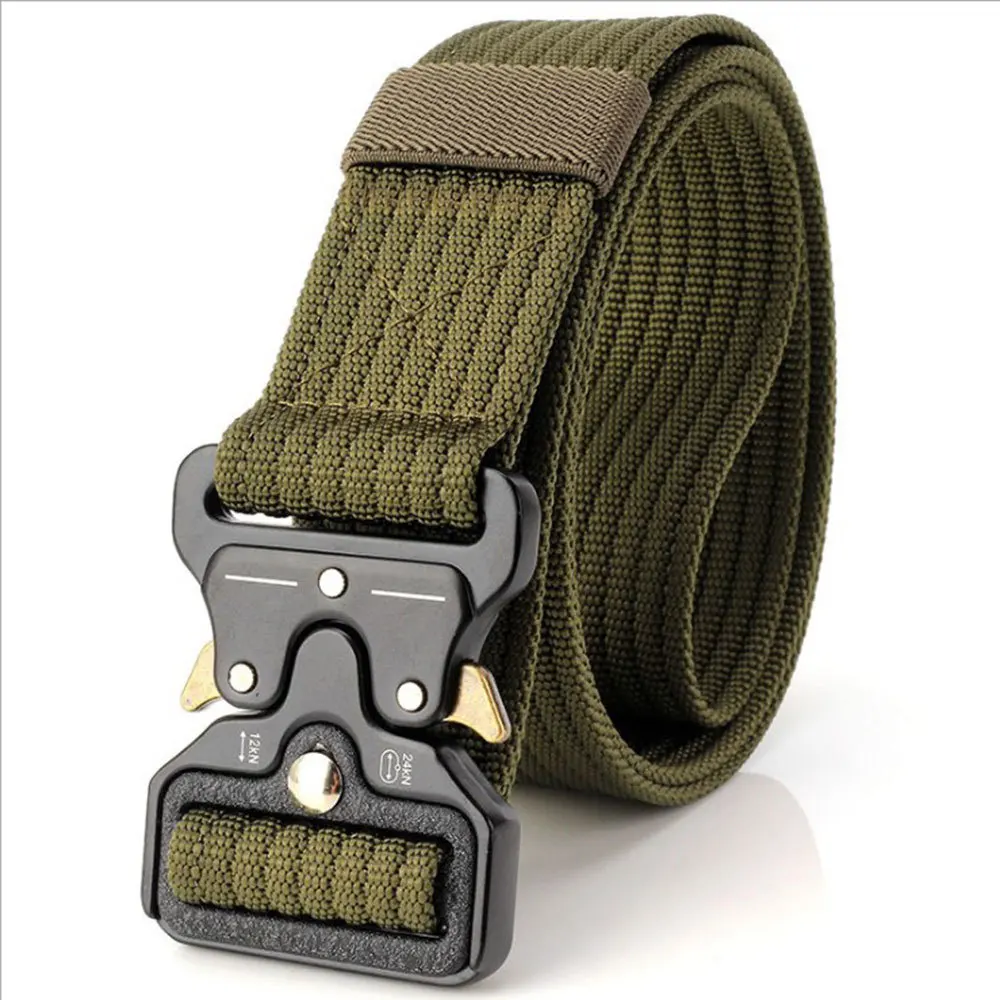 military green Тактические ремни, военная техника, поясные ремни, регулируемые, для мужчин и женщин, тренировочный ремень, безопасность, Пряжка из цинкового сплава, боевой тактический ремень - Цвет: military green