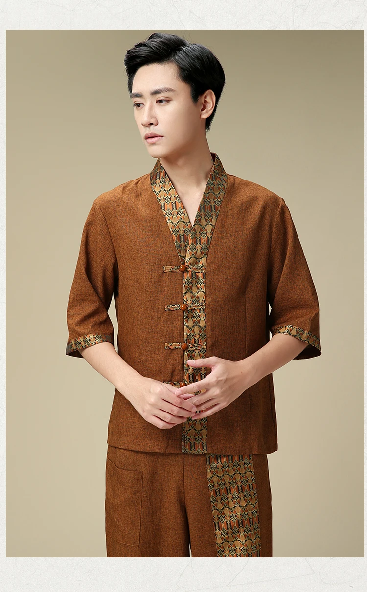 Свитания Мужская тайская форменная одежда официантов для отеля Рабочая кофе