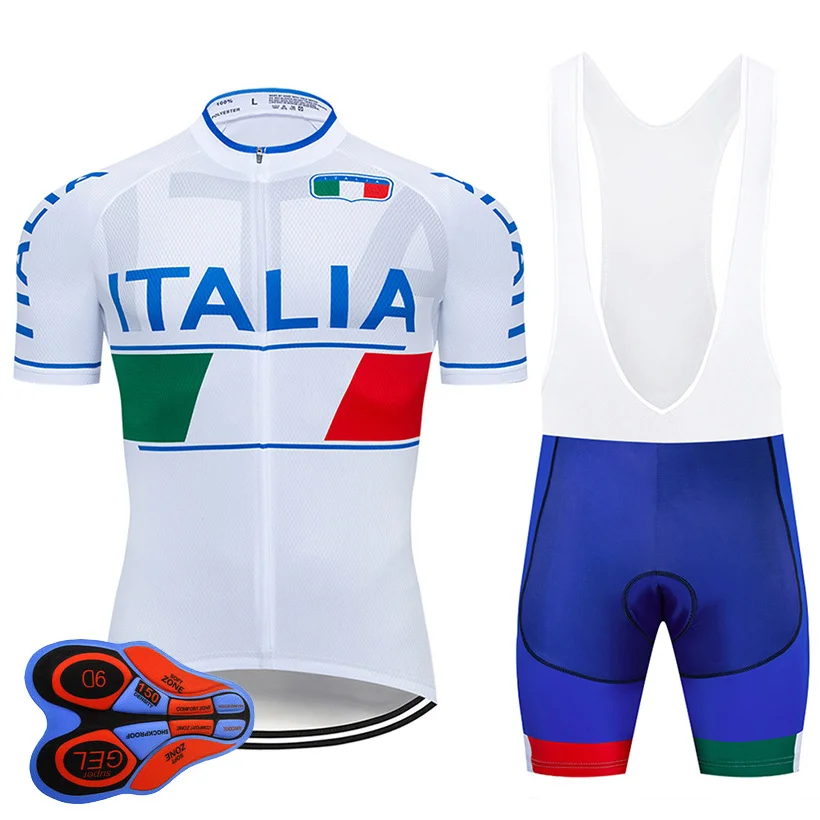 

Team ITALIA Cycling Jersey 9D Gel Set Men White Cycling Wear Bike Clothes Wear Bicycle Clothing MTB Uniform Cycling Clothing