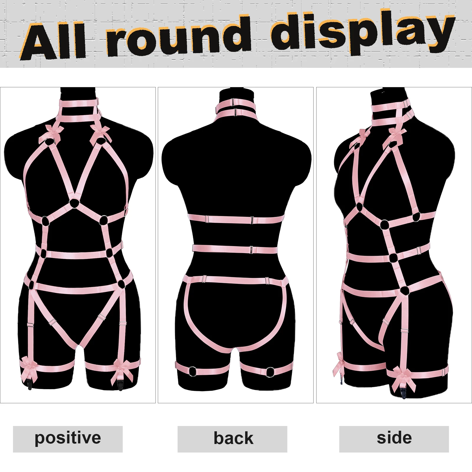 Каваи полный Boby портупея розовый бант сексуальный бандаж Пастель Гот Свадебные