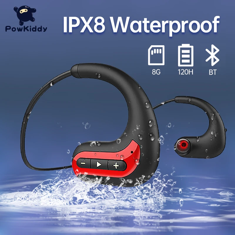

POWKIDDY новые наушники IPX8 Водонепроницаемый спортивные S1200 плавательный задняя подвеска Bluetooth гарнитура поставляется с 8 gb Оперативная память ...