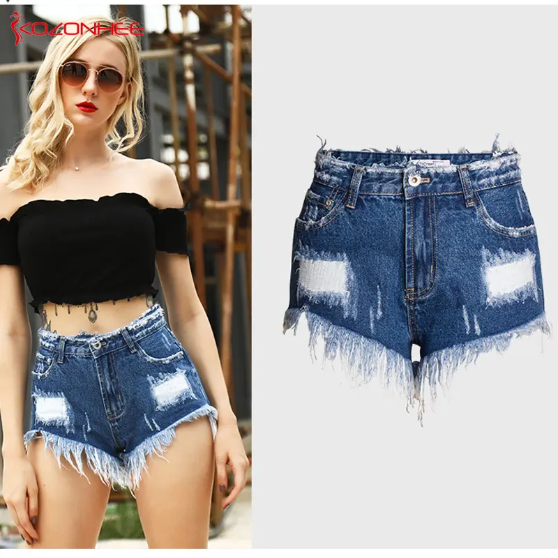 Loose Tassel Ripped Denim Shorts Women with Mid Waist Sexy Thin Jeans for girls Distressed #76 | Женская одежда