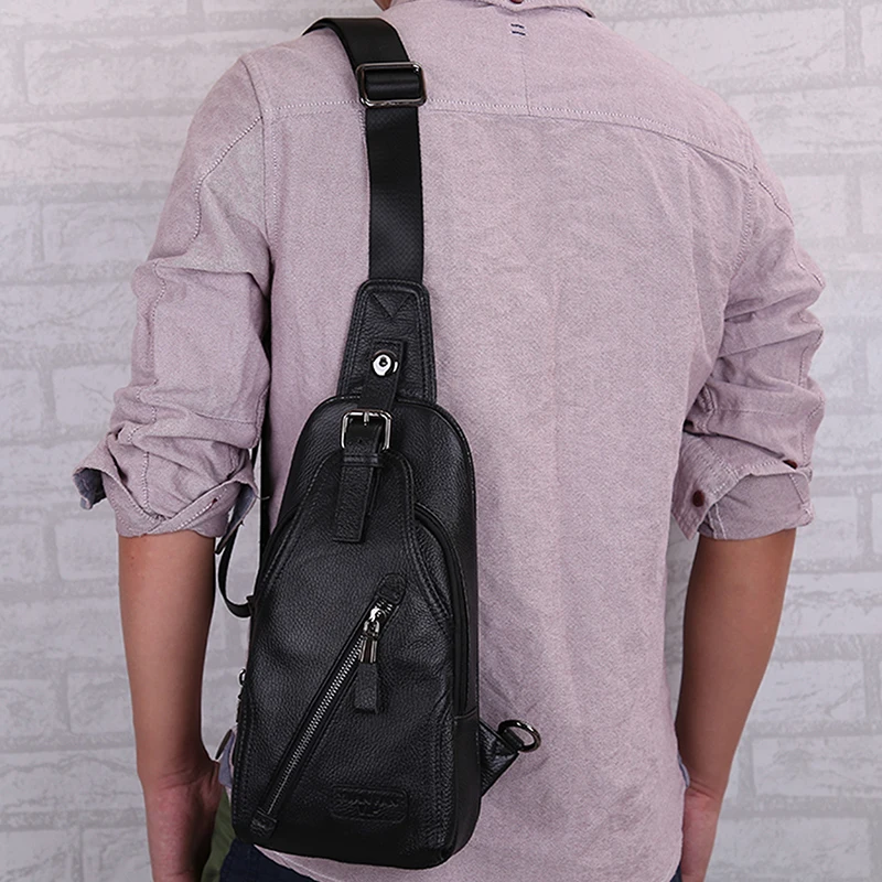 Мужская нагрудная сумка из 2020 натуральной коровьей кожи мессенджер на плечо