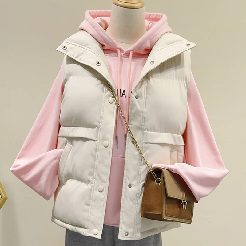 

Новинка 2021, Осенний женский пуховик PLAMTEE, популярный Повседневный Универсальный однотонный женский кардиган с карманами, пальто без рукаво...