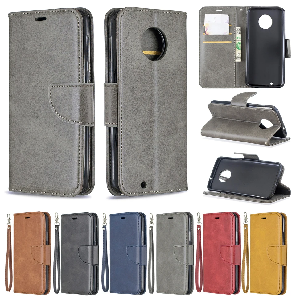 Чехол Flip Wallet из кожзаменителя Solid Imitation Lambskin для мобильного телефона Motorola G6 Plus G6+.