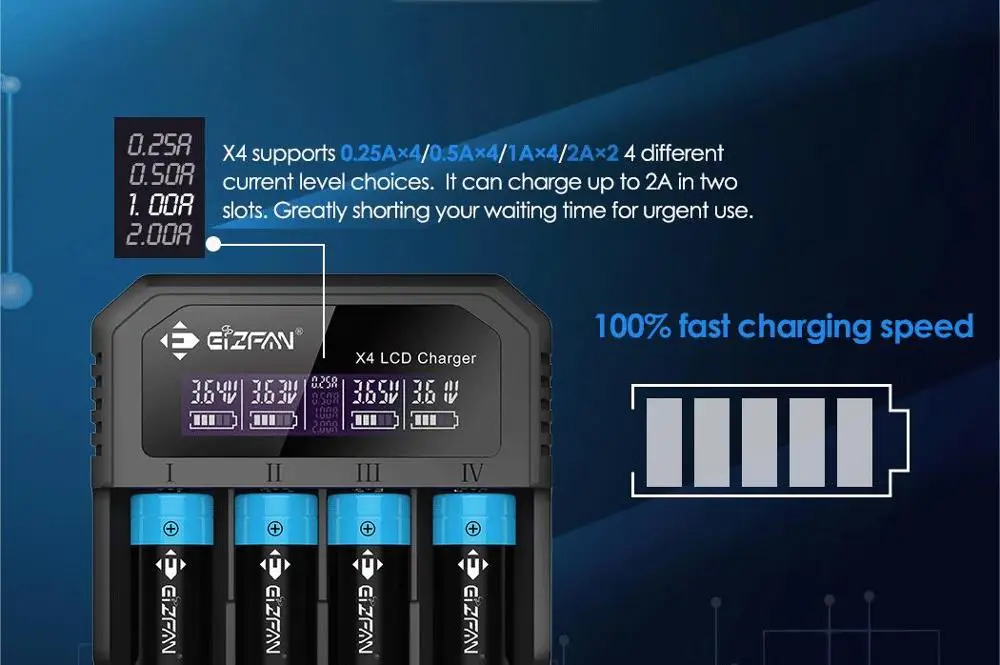 Зарядное устройство Efan Eizfan X4 с ЖК дисплеем быстрая зарядка 2 А паровое зарядное