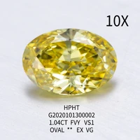 1 04ct carat fancy vivid yellow color vs1 clarity gemid certificate oval hpht lab grown diamond