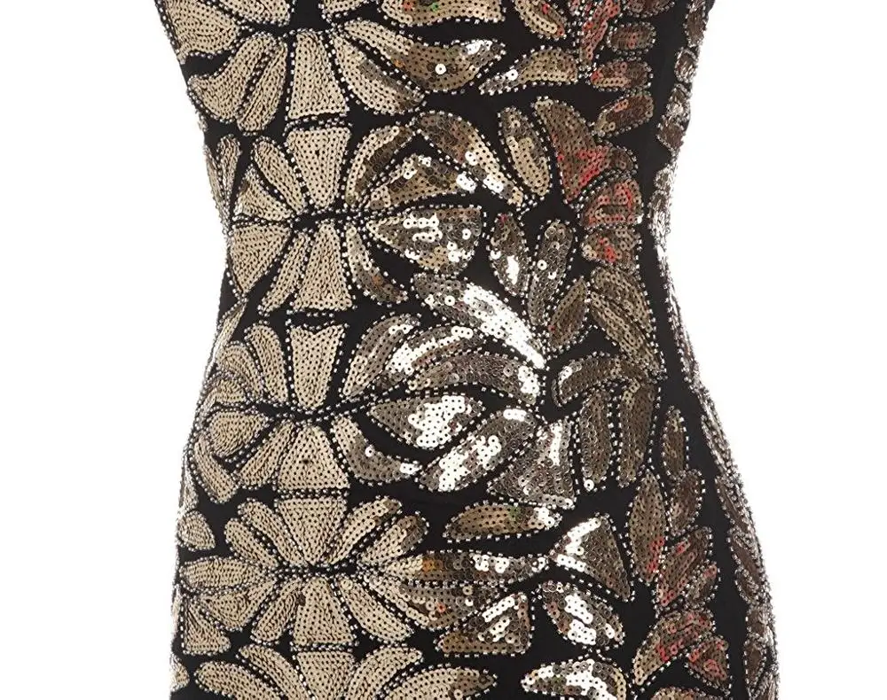 

2020 New Fashion Charming Women Back Sequin Embellished Gauze Long Gown Vintage 1920s Great Gatsby Flapper Evening Party Dress