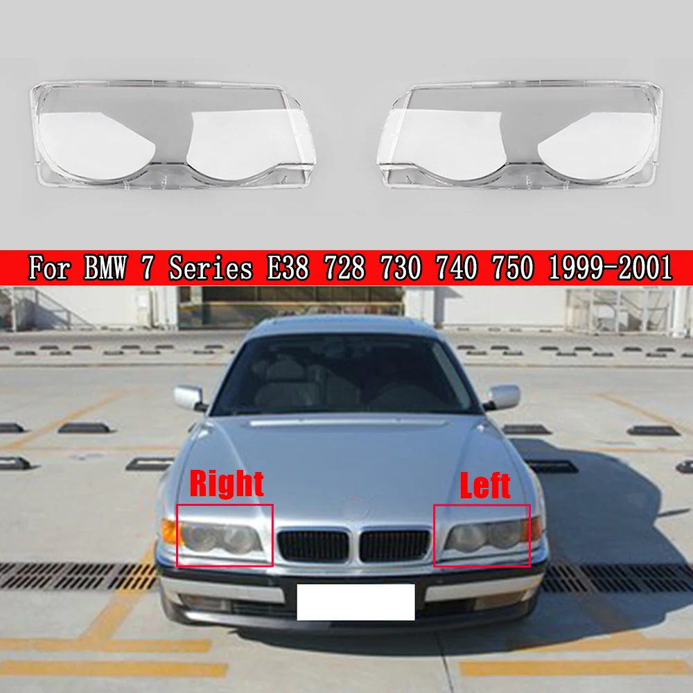 Car Front Headlight Lens Cover Lampshade Glass Lampcover Caps Headlamp Shell For BMW 7 Series E38 728 730 740 750 1999-2001