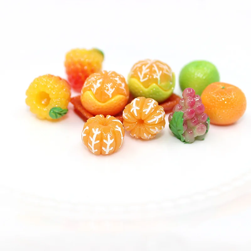

10pcs Resin 3D Home Craft Mini Food Fake Fruit Ornament Scale Miniature Dollhouse Decor Keychain Pendant Accessories