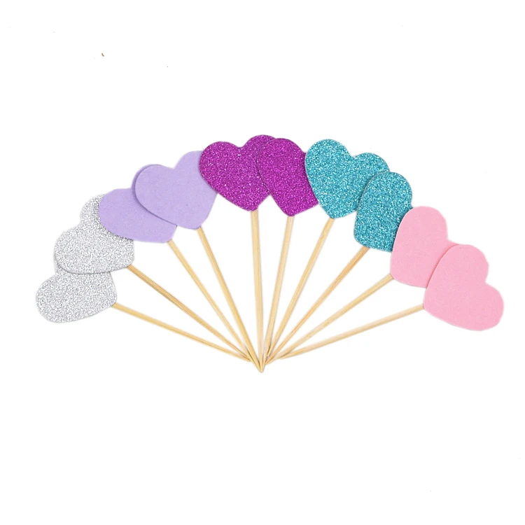 

20 шт. картонных сердцевидных капкейк-топперов GSCRAFTS для дня рождения