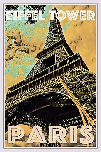 

ZMKDLL Eiffel Tower Paris Tin Sign Art Metal Wall Plaque Decor Outdoor Indoor Wall Panel Retro Vintage Mural Size 20X30 cm