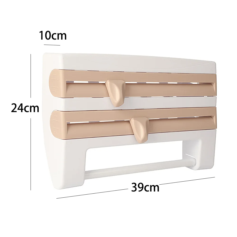 

Refrigerator Cling Film Storage Rack Wrap Cutter Wall Mount Sauce Spice Bottle Towel Holder Rack for Kitchen