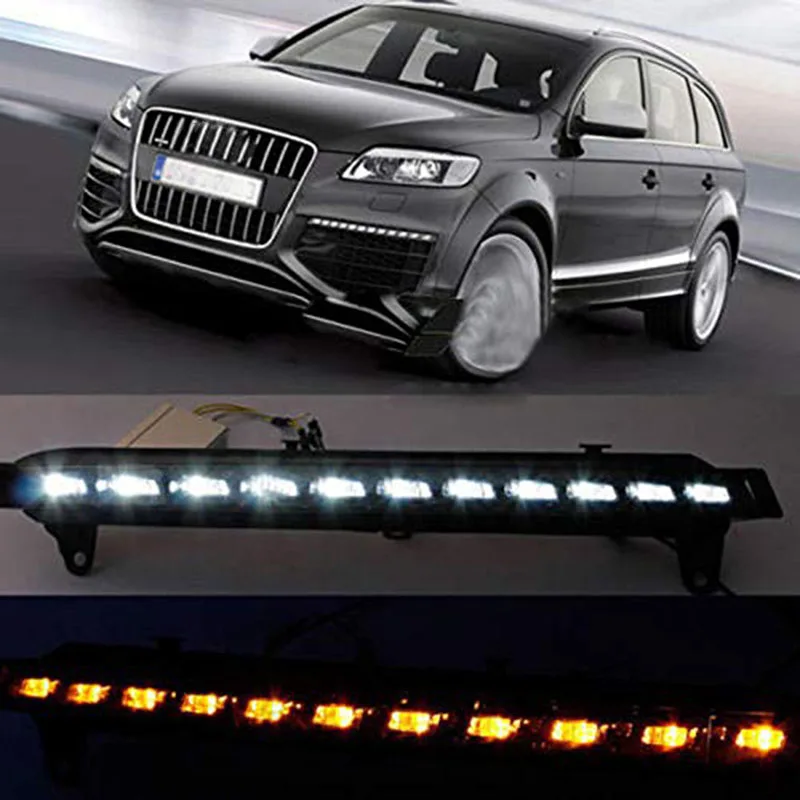 

1 Pair LED DRL Daytime Running Light Driving Turn Signal Lamp for Audi Q7 NJ88