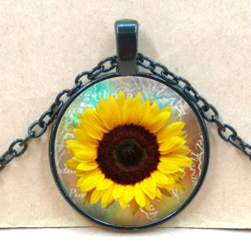Новое круглое ожерелье с подсолнухом желтая подвеска ювелирное в форме сердца |