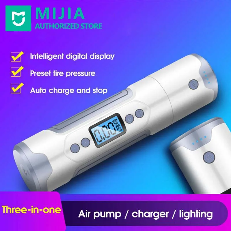 

Портативный воздушный насос Youpin mijia, 12 В, 15 А, внешний аккумулятор, ЖК-дисплей, датчик давления в шинах, многофункциональные уличные инструме...