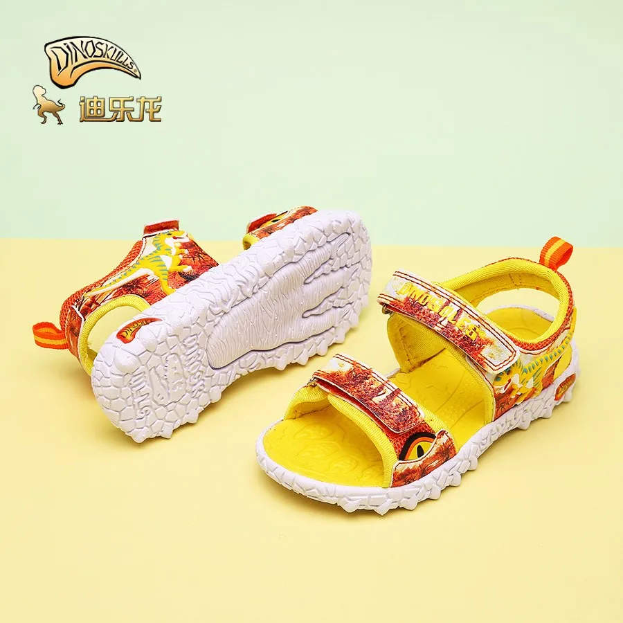 Сандалии DINOSKULLS T rex для мальчиков летняя пляжная обувь с открытым носком кожаные