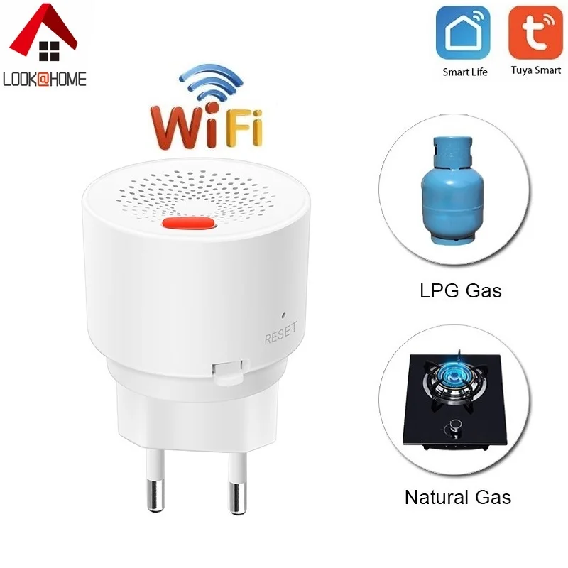Подключение Wi-Fi для сжиженного нефтяного газа детектор утечки Tuya Smart Life APP Push-уведомление, Wi-Fi, качающийся газосигнализатор Системы Wi-Fi Сенсо... от AliExpress RU&CIS NEW