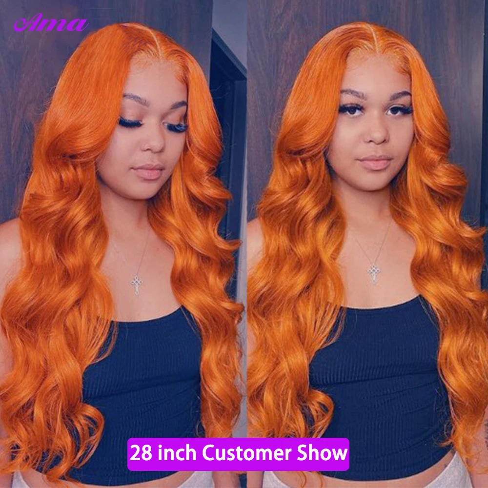 Парик из натуральных волос АМА имбирный объемная волна 28 Дюймов 30 дюймов