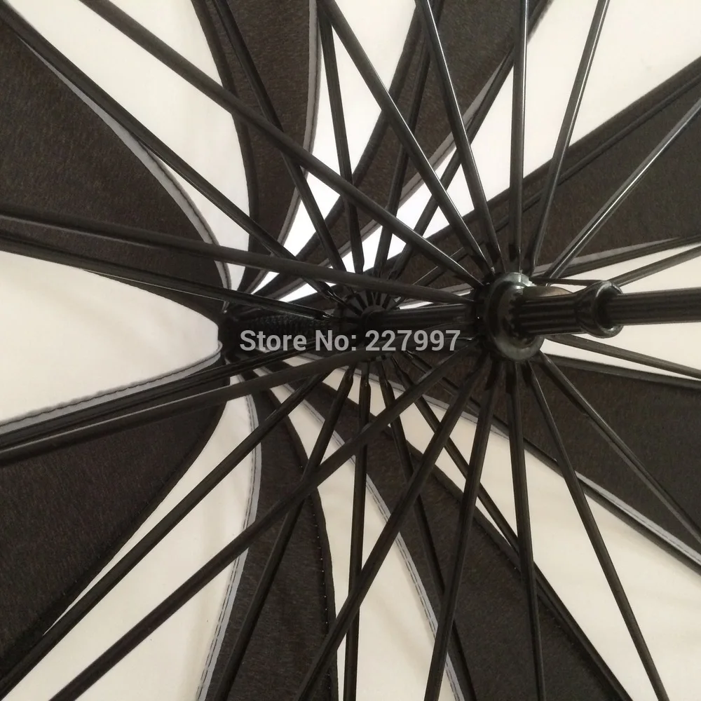 

Free Shipping 10pcs/lot Pagoda umbrella Victorian Wedding Straight umbrella With Black and White Stripe Colors