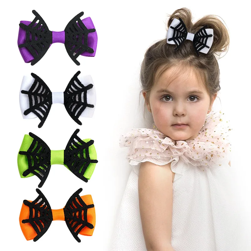 

20pcs Halloween Holiday Party Dance Headdress Spider Web Bow Creative Funny Accessories Hairpin Cartoon Hair Grips Children Girl