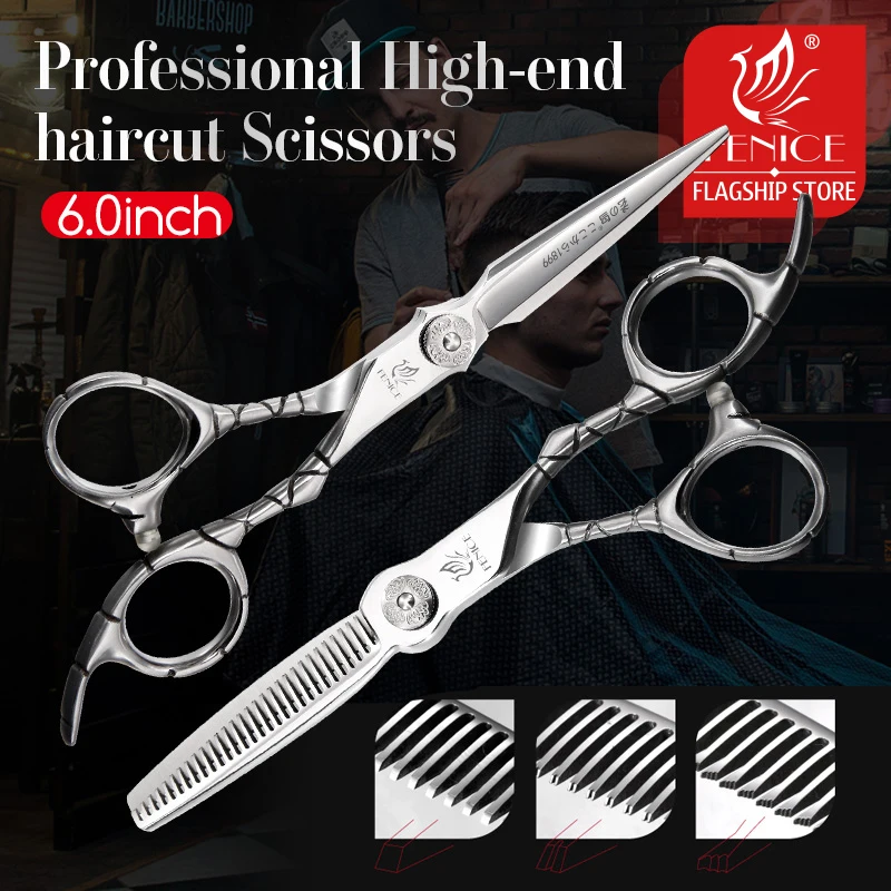 Fenice 6-дюймовые японские ножницы для стрижки волос 440C филировочные