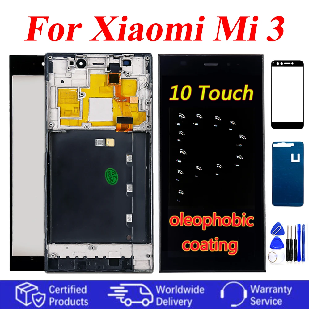 ЖК дисплей для Xiaomi Mi 3 Mi3 с дигитайзером 5 0 дюйма рамка в сборе 10 точек касания