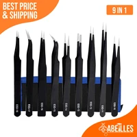 9pcsset 1 5 mm anti static esd stainless steel tweezer set esd 10 esd 11 esd 12 esd 13 esd 14 esd 15 esd 16 esd 17 esd 34a