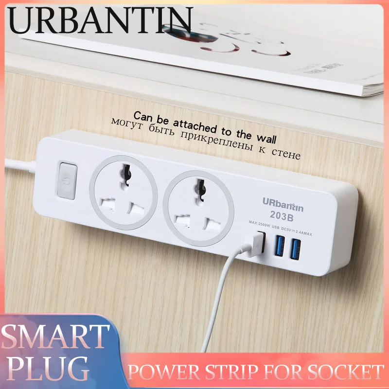 Urbantin Мощность розеток С 3 портами (стандарт 2 AC Smart Plug быстрая зарядка Стандартный