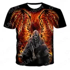 Новинка лета 2021, Мужская футболка с изображением черепа, демона, ужасные 3D топы, впечатляющая Мужская рубашка с круглым вырезом, модная футболка большого размера для мальчиков