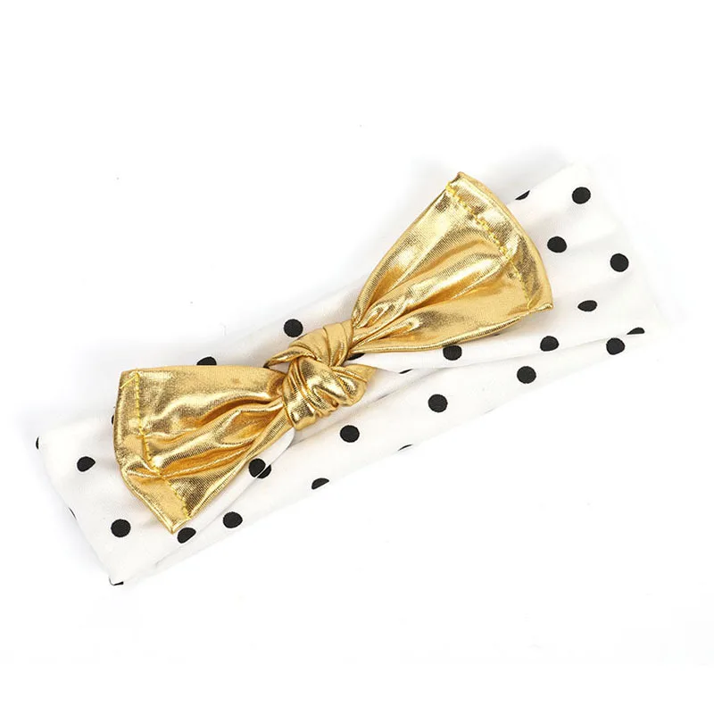 Золотая повязка на голову для новорожденных в горошек оголовье девочек