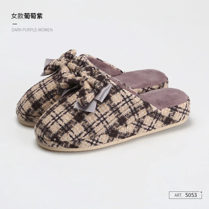 

Ladies New Autumn and Winter Slope with Cotton Slippers, Home Indoor Shoes, Non-slip Thick-soled Warm Plush Slippers