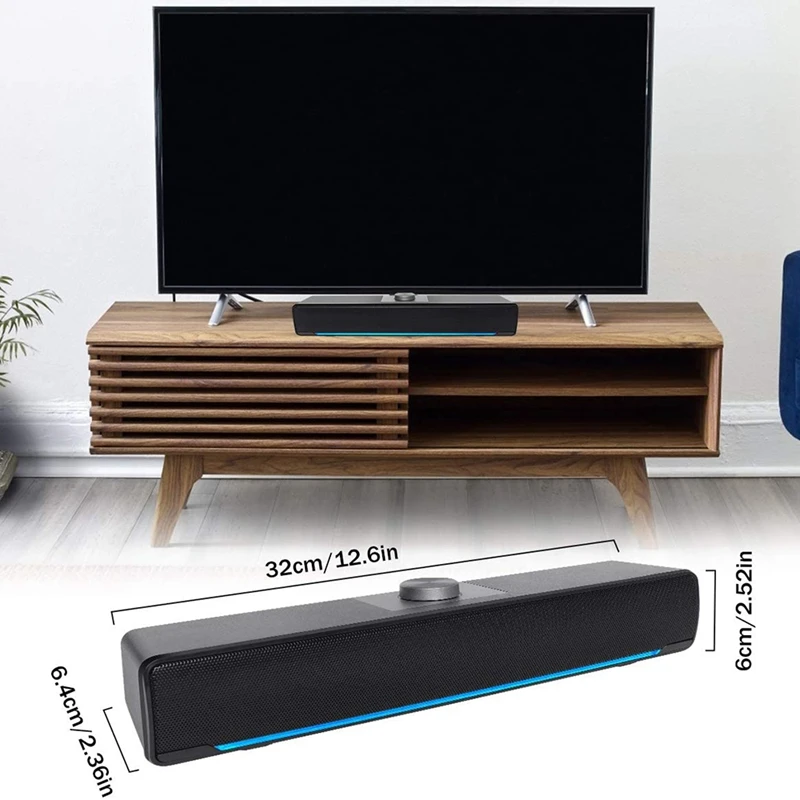 Колонки для ПК компьютерные колонки проводная звуковая панель USB светодиодные с