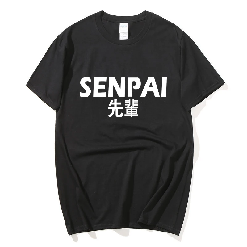Мужская хлопковая футболка Senpai черная с принтом в стиле хип хоп уличная одежда