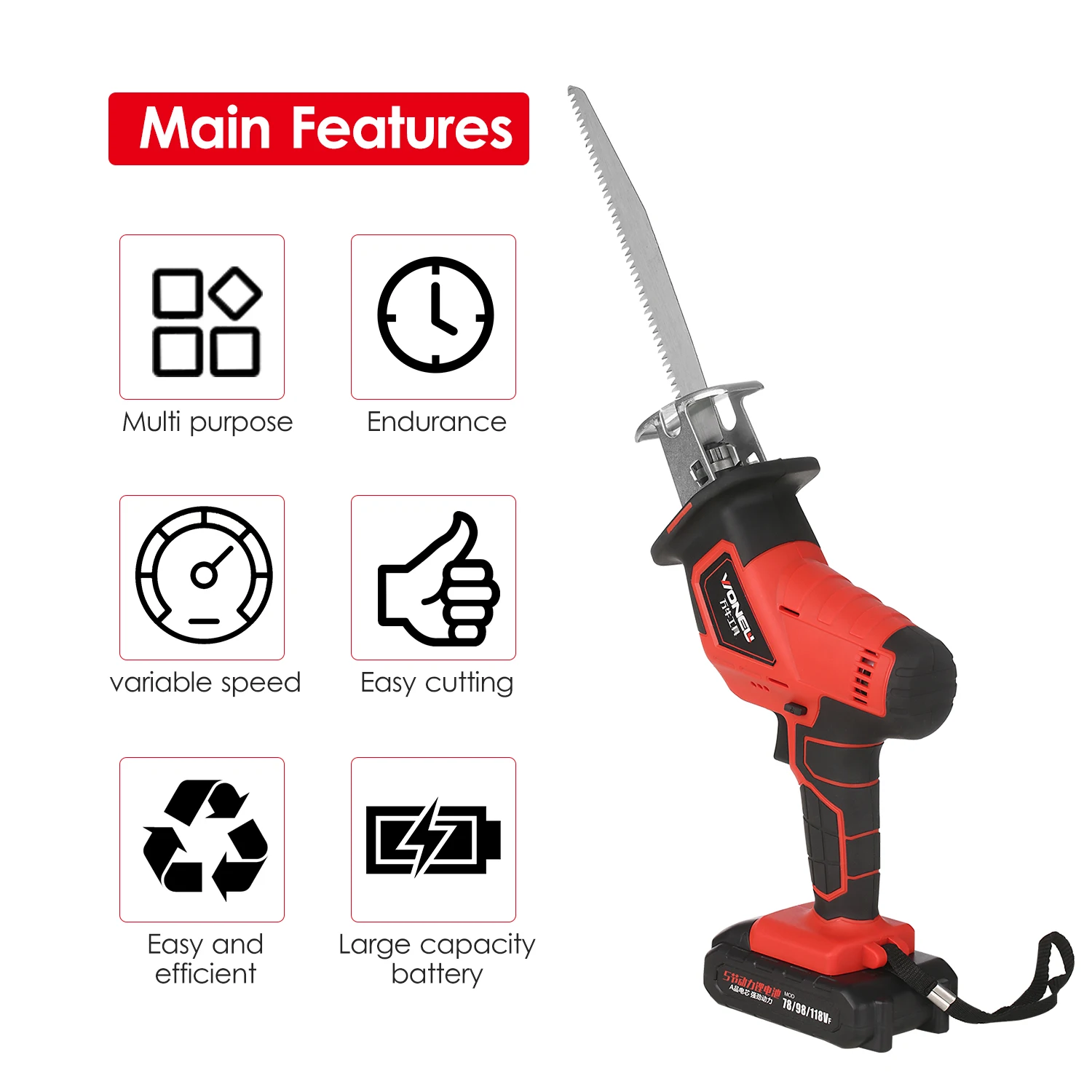 Пила сабельная Беспроводная по металлу дереву мА · ч 2 шт. | Инструменты